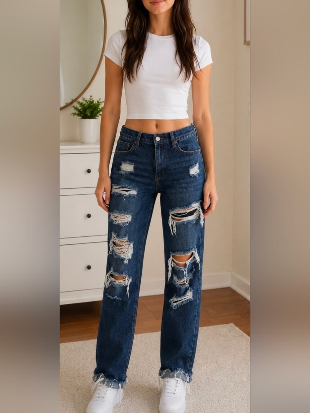Rue 21 Distressed Ripped Jeans in Dark Blue
